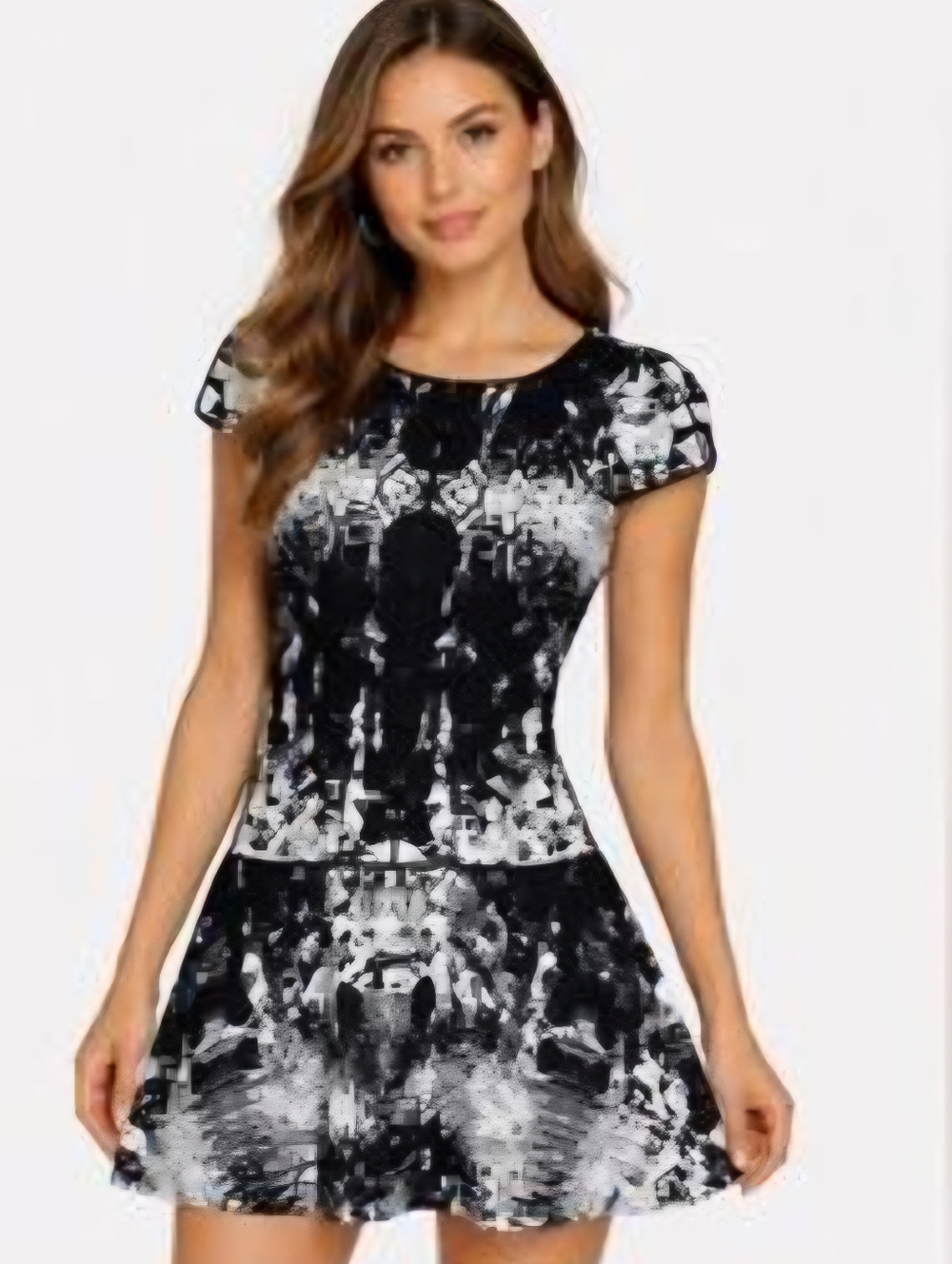 Anthropologie Yoana Baraschi Dress Black white sz 8 Sheath M flare skirt Coctail